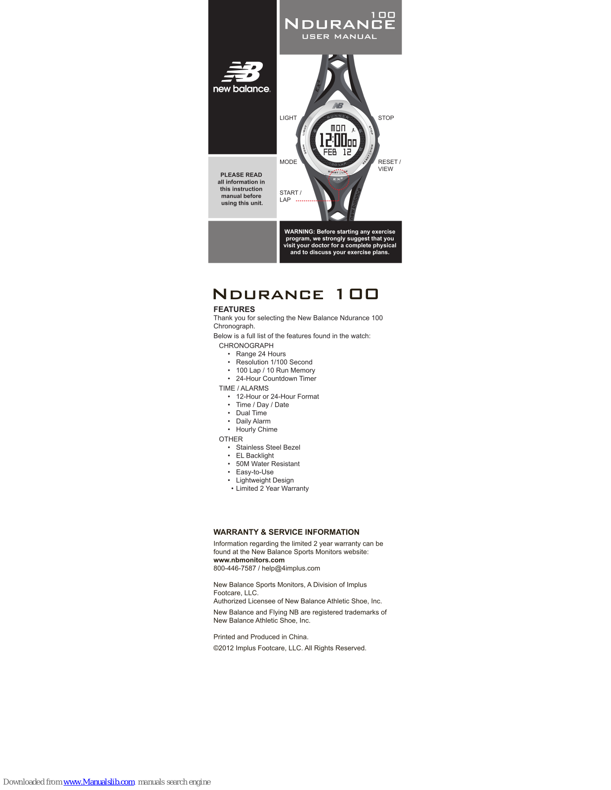 New Balance Ndurance100 User Manual