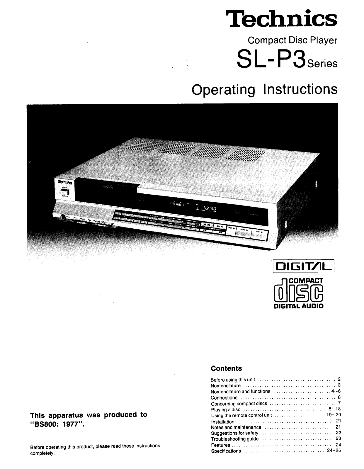 Panasonic SL-P3 User Manual