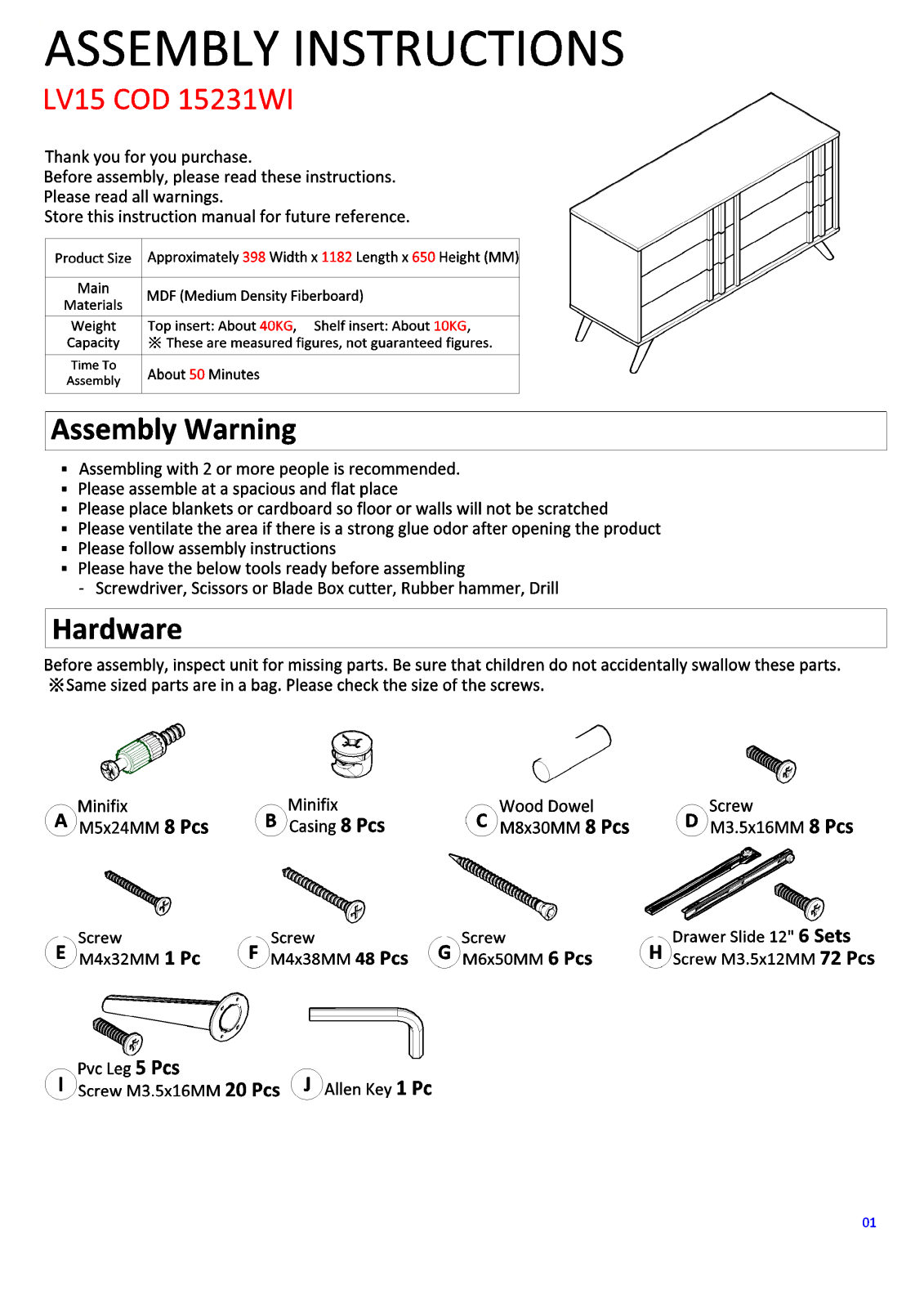 Wholesale Interiors LV15COD15231COLUMBIADARKGREY6DWDRESSER User Manual