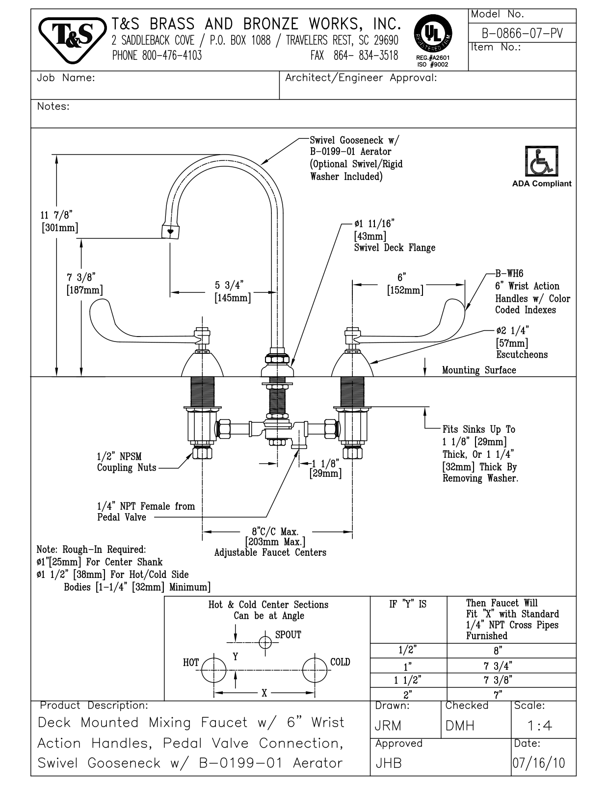 T&S Brass B-0866-07-PV User Manual