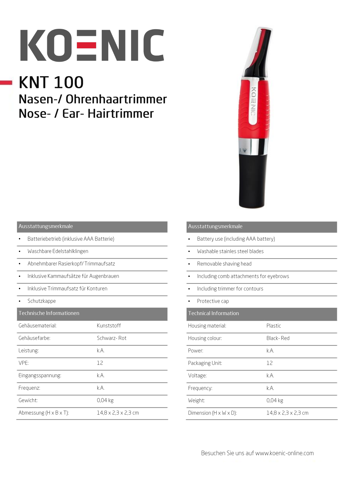 Koenic KNT 100 User Manual