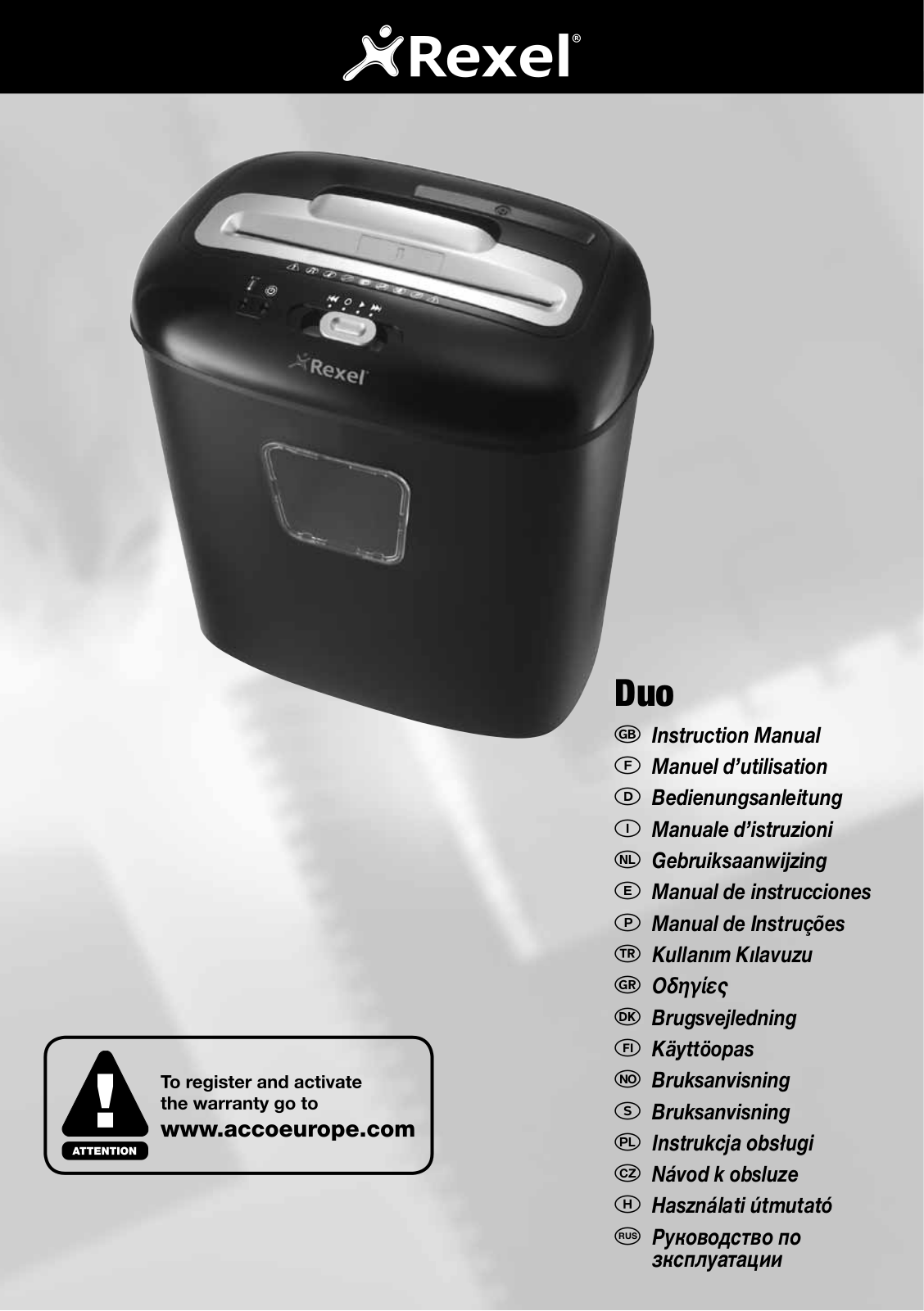 Rexel DUO User Manual