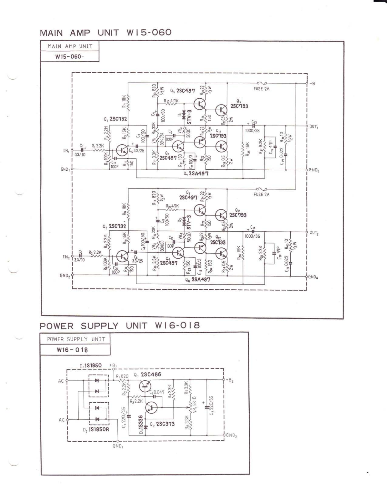 Pioneer W15-060, W16-018 Schematic