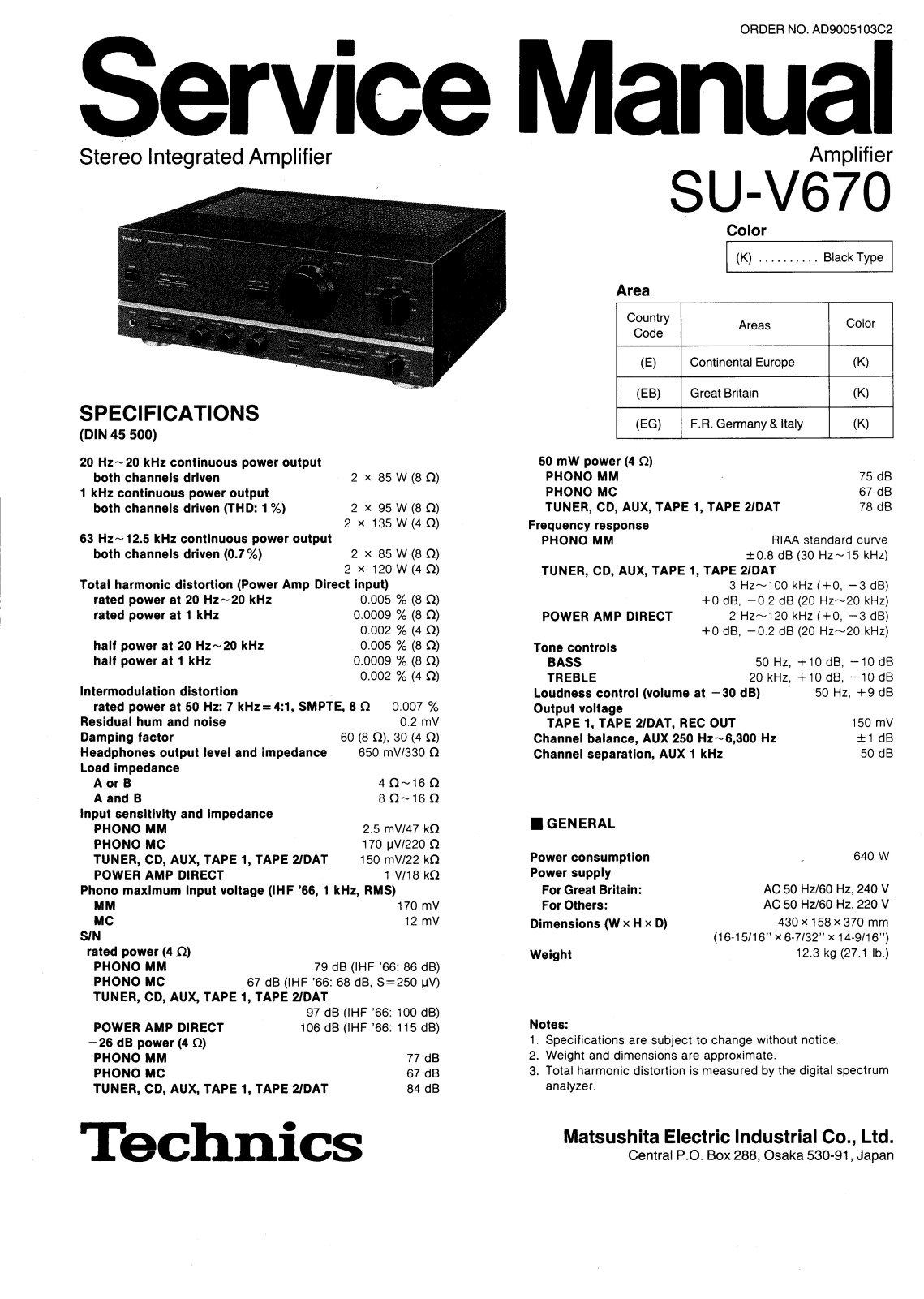 Technics SU-V-670 Service Manual