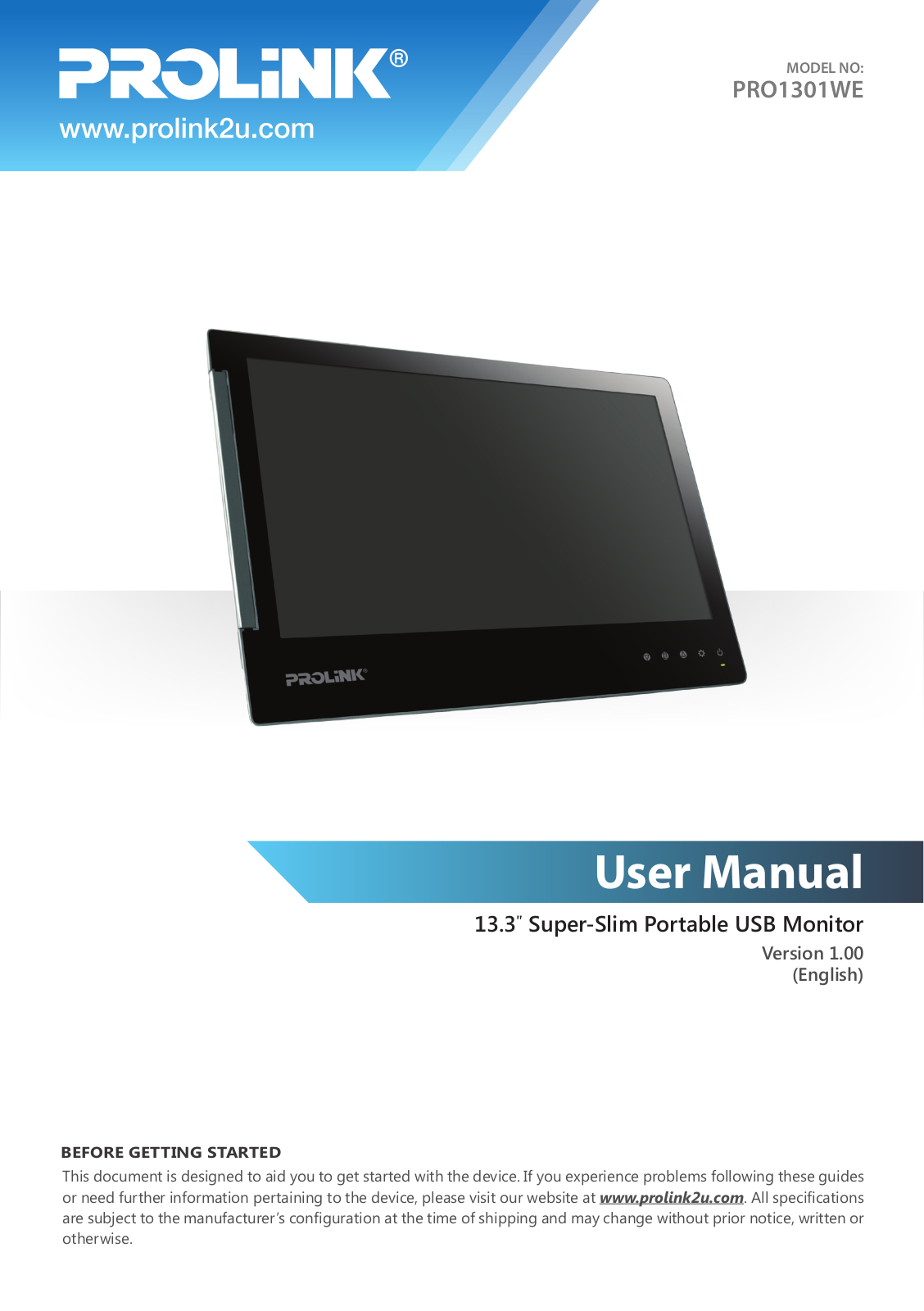 PROLiNK PRO1301WE User Manual