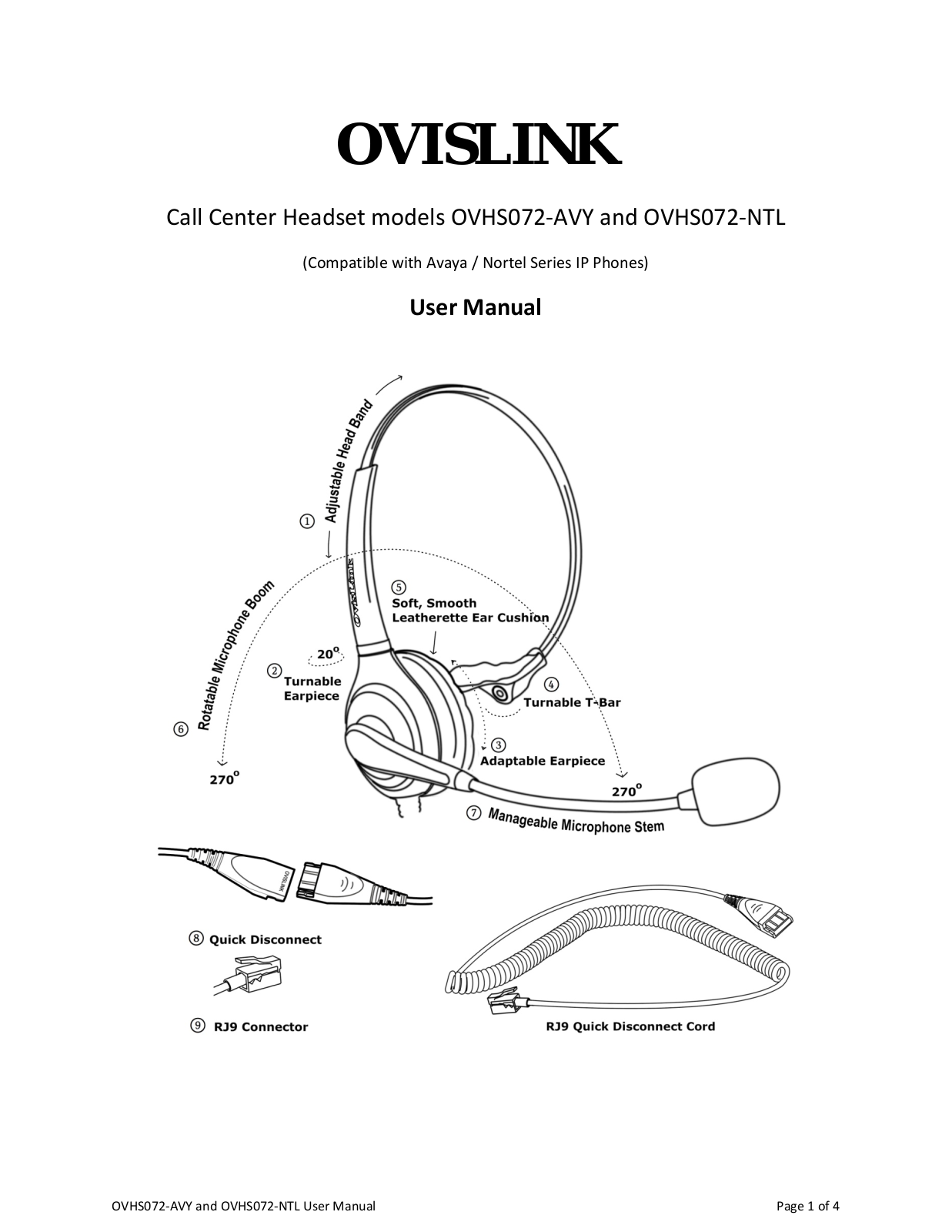 Ovislink OVHS072-AVY, OVHS072-NTL User Manual