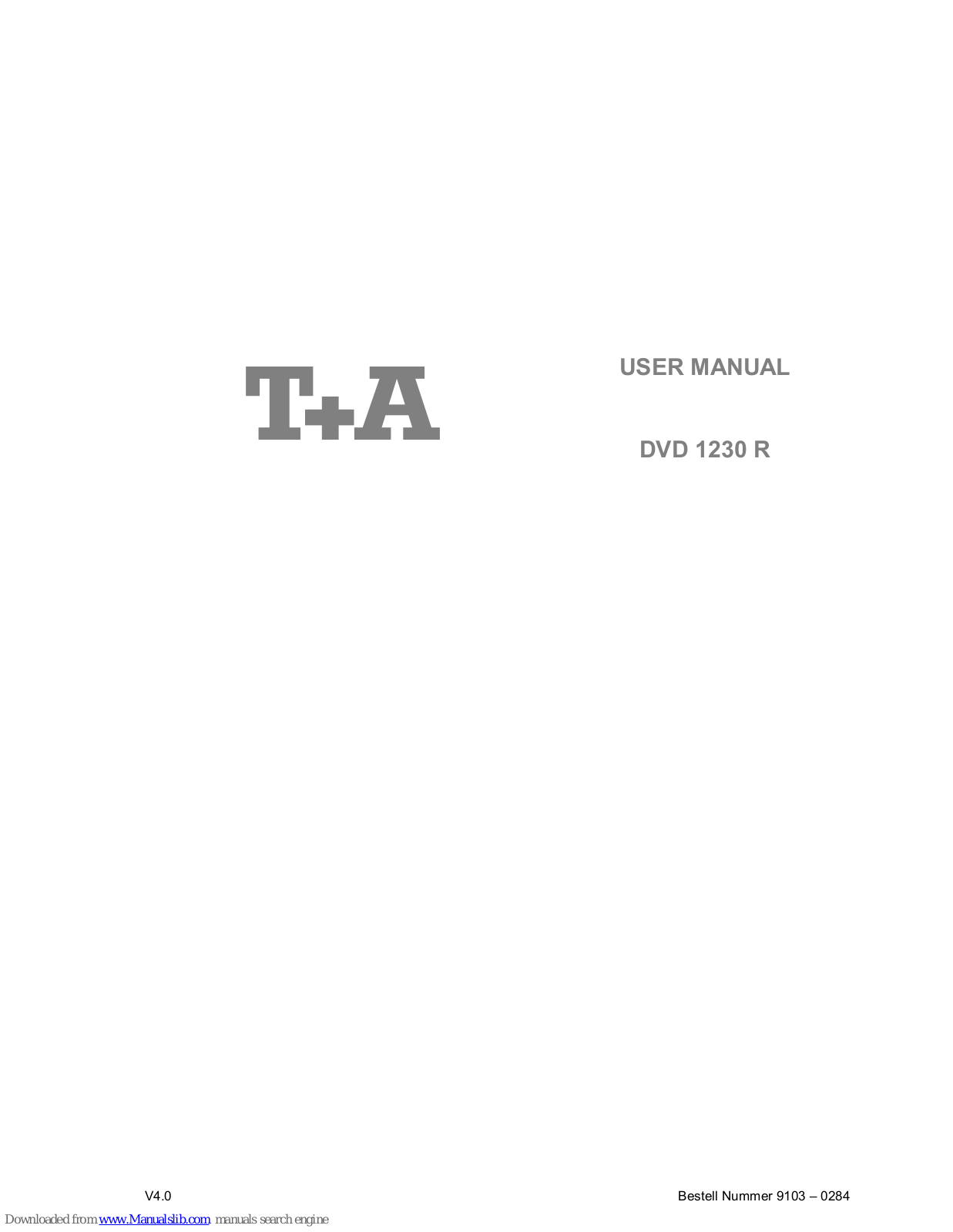 T+A DVD 1230 R User Manual