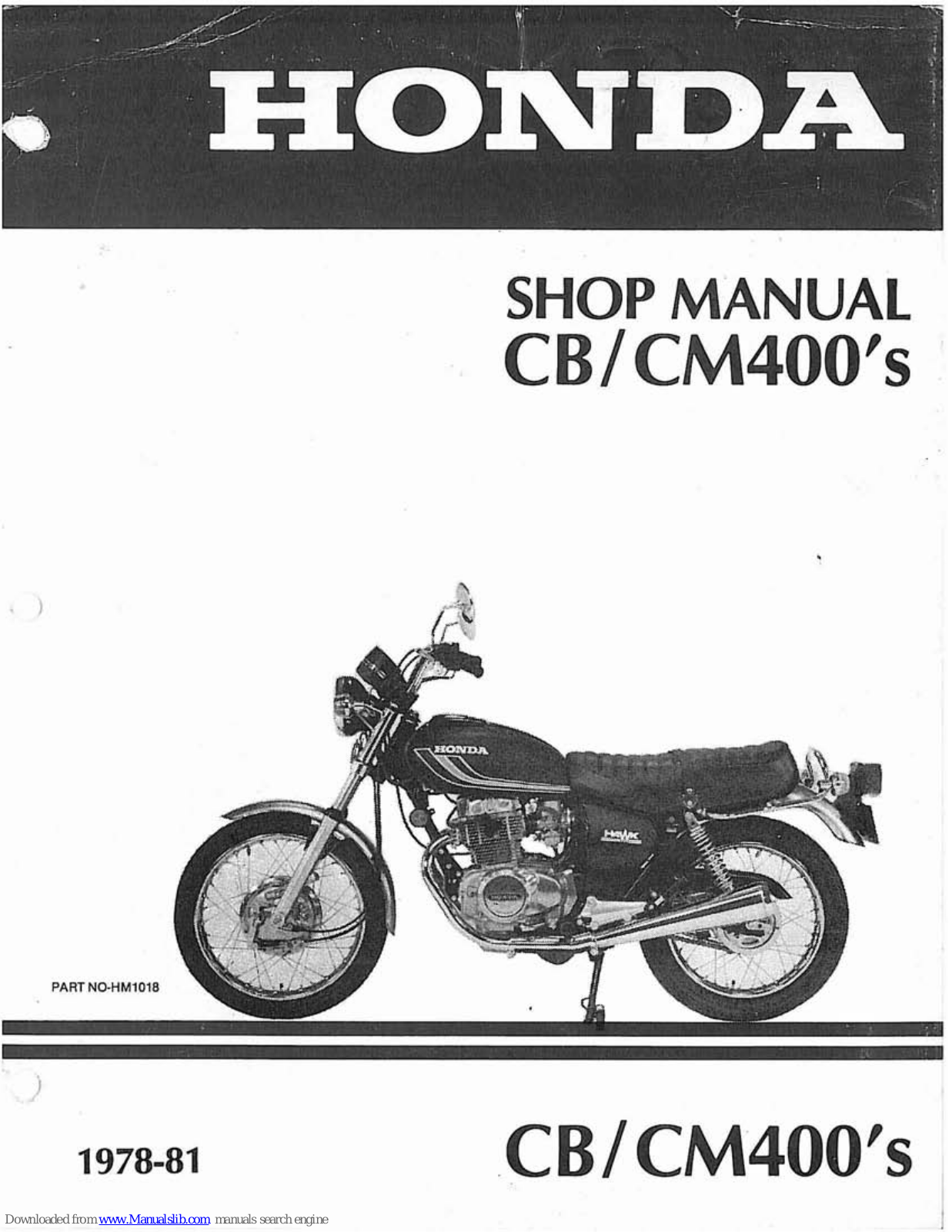 Honda CM400A, CM400E, (1978) CB400T, (1979) CB400T, (1980) CB400T Shop Manual