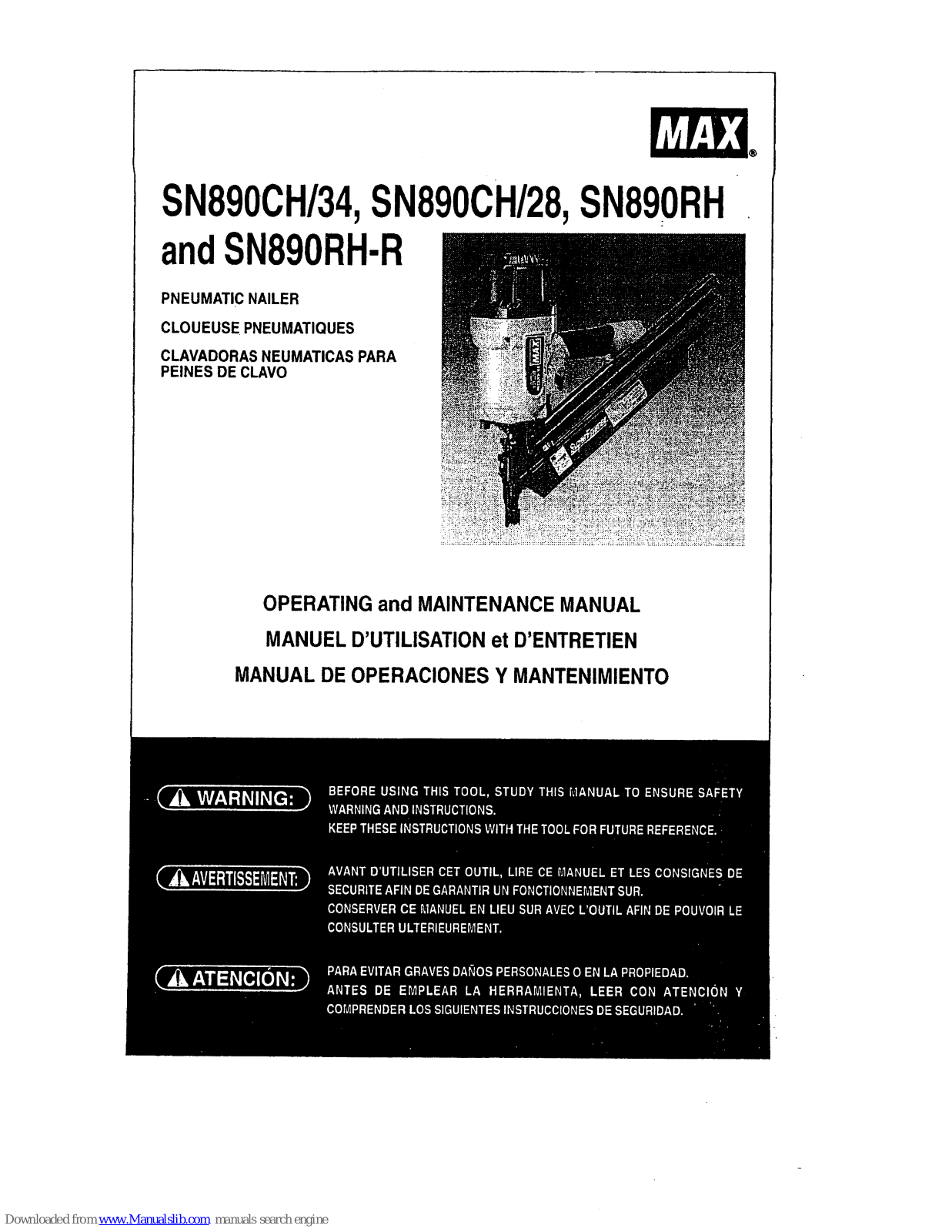 Max SN890CH/34, SN890CH/28, SN890RH, SN890RH-R Maintenance Manual