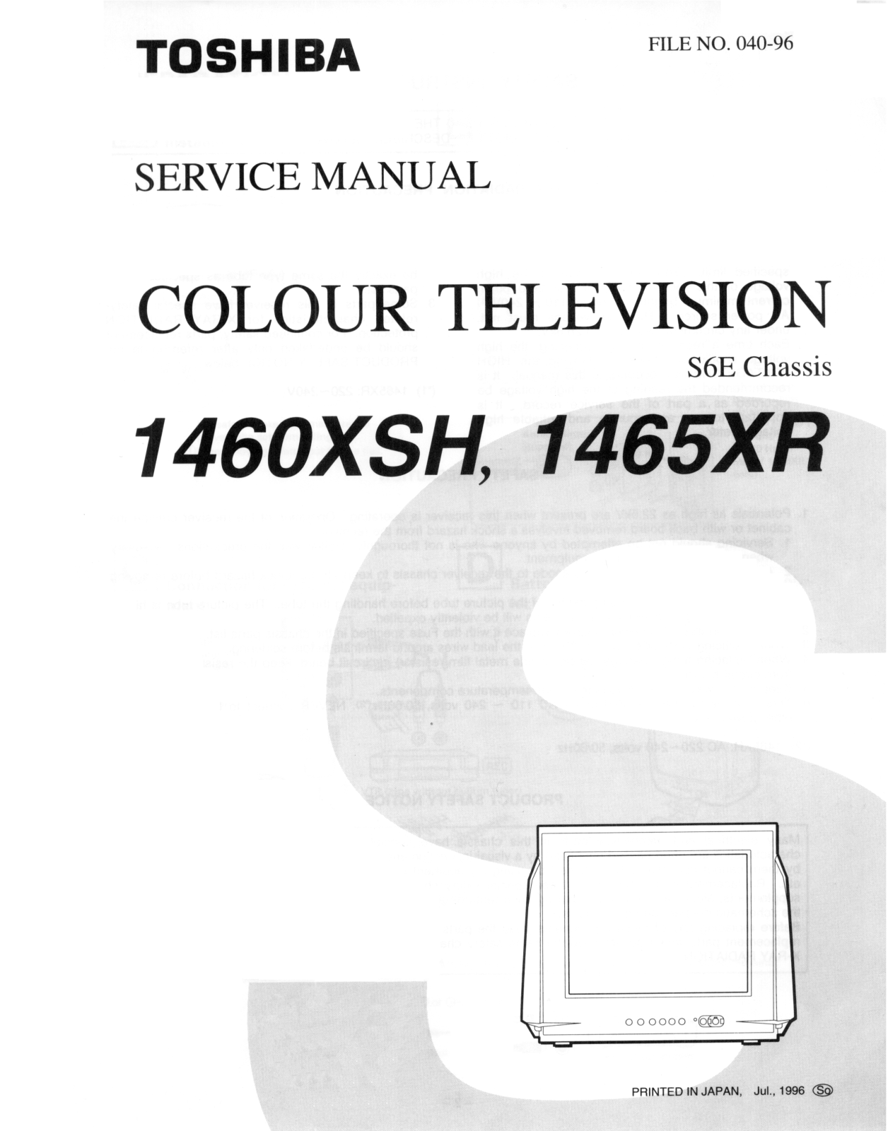 Toshiba 1460XSH, 1465XR Service Manual