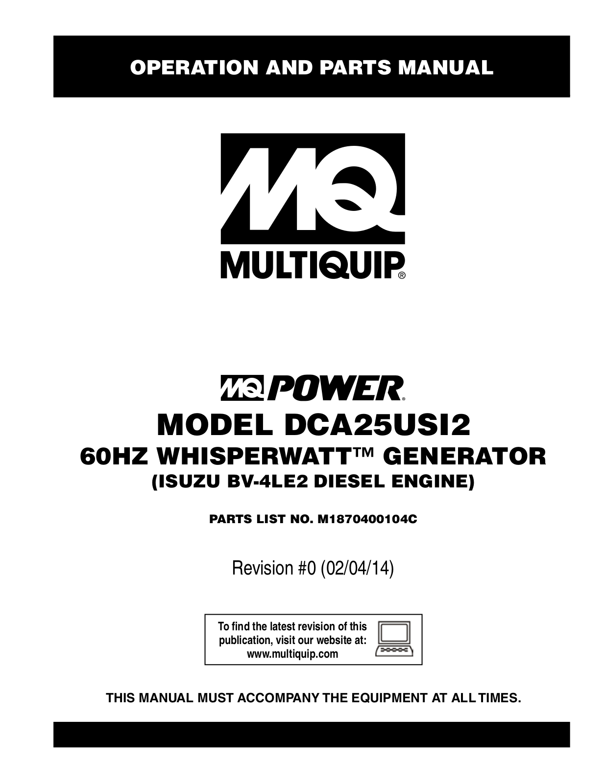 Multiquip dca25USI2 User Manual