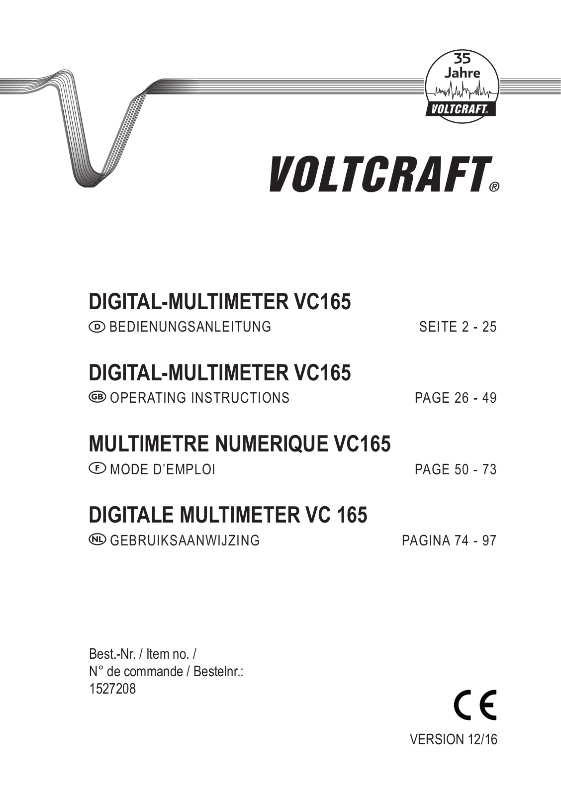 VOLTCRAFT VC165 Operation Manual