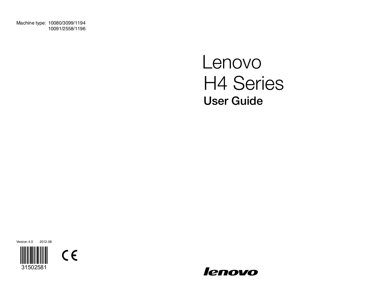 Lenovo 3099, 10091, 1194, H430, 10080 User Manual