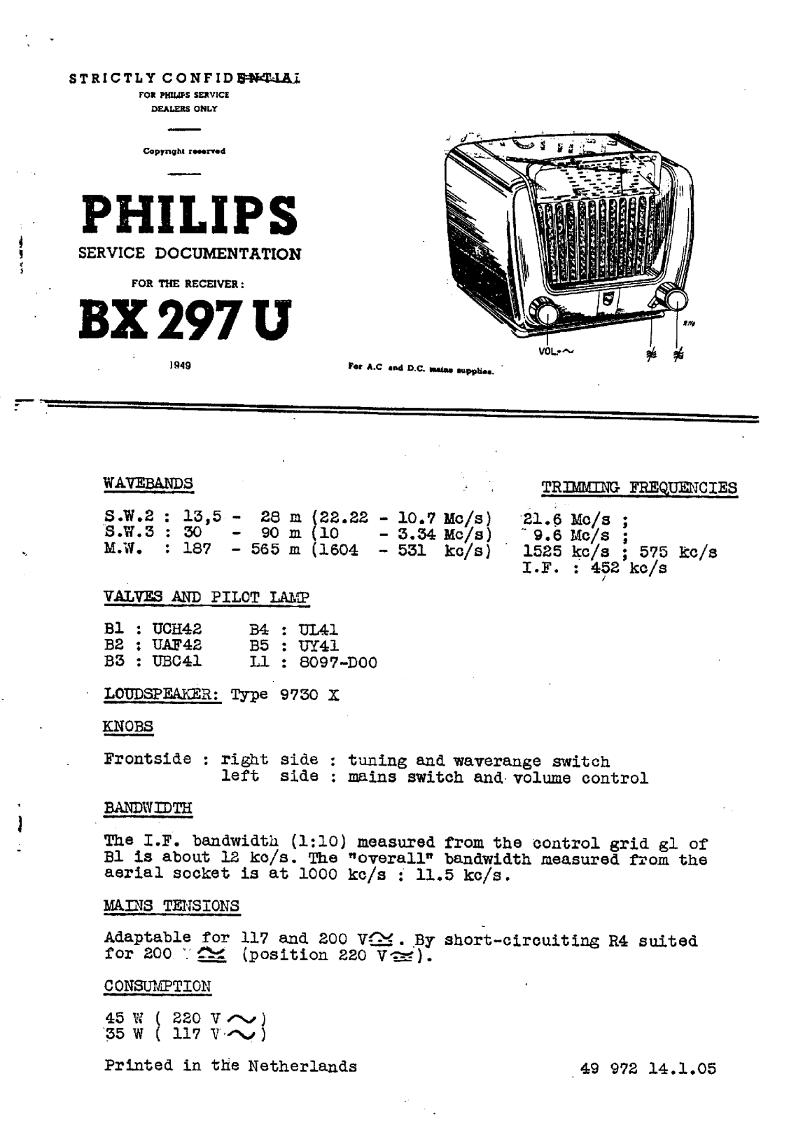 Philips BX-297-U Service Manual