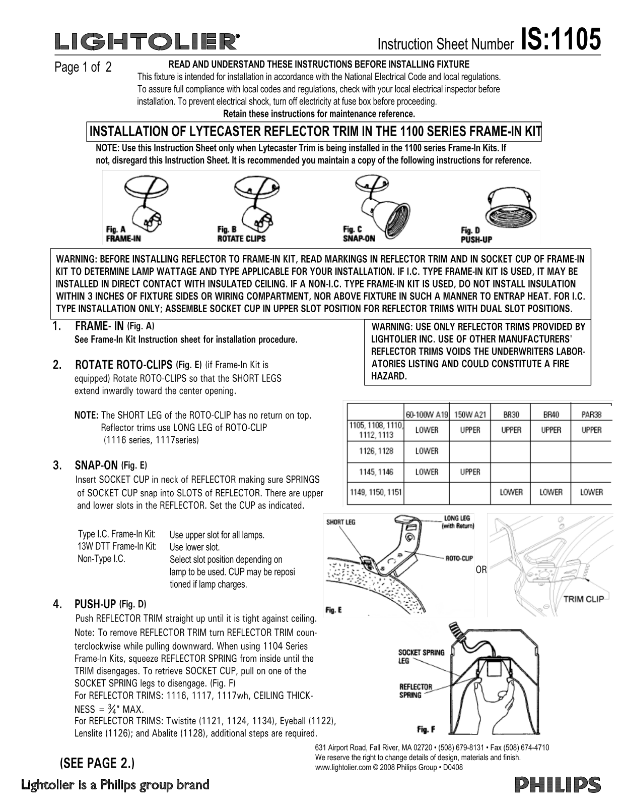 Lightolier IS-1105 User Manual