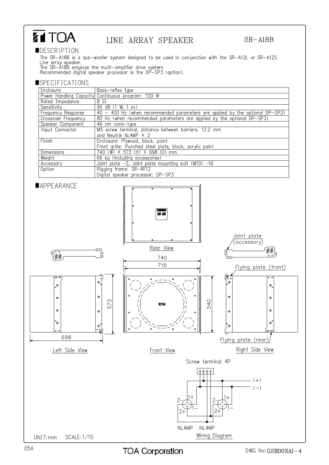 TOA SR-A18B User Manual