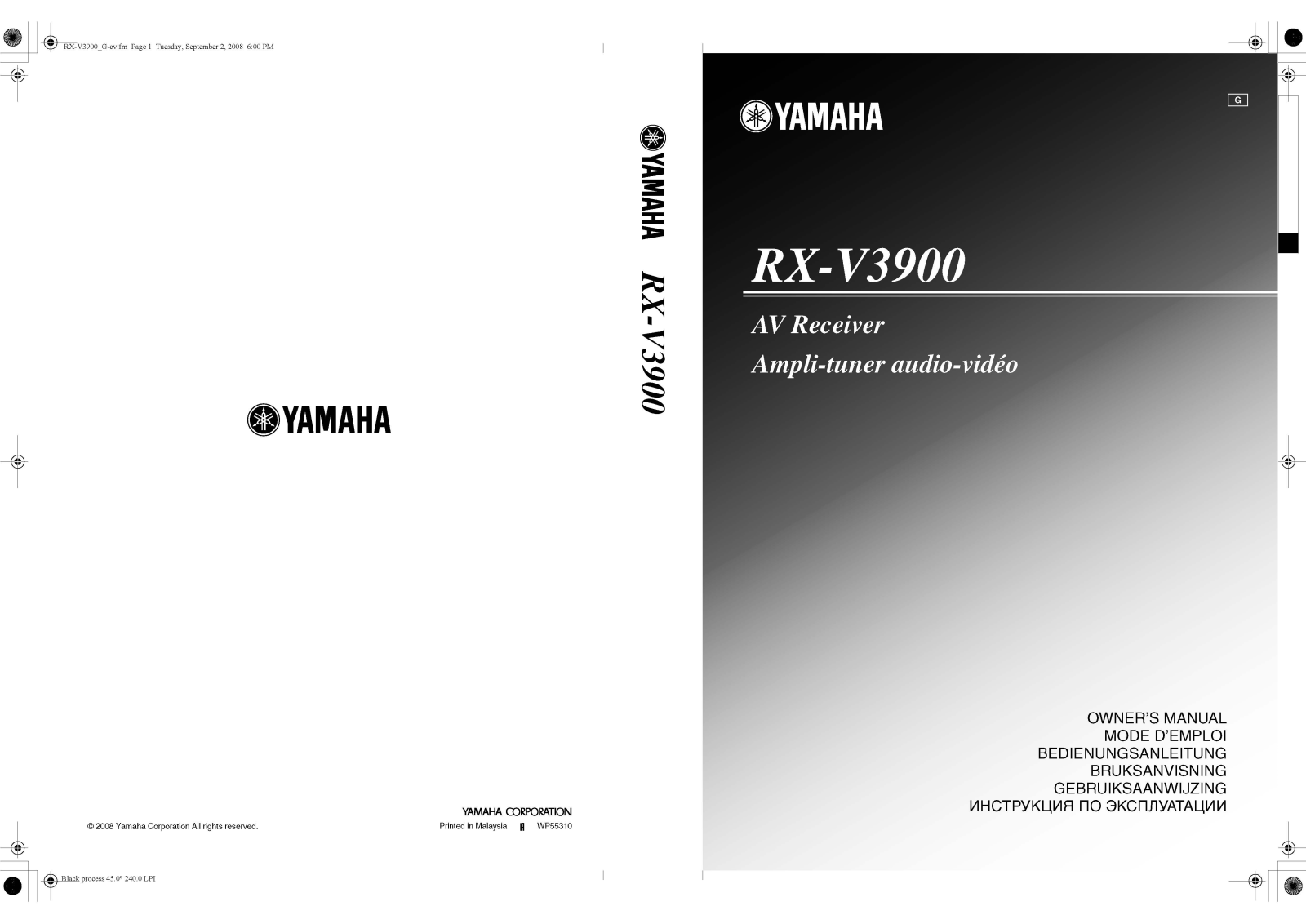 YAMAHA RX-V3900 User Manual