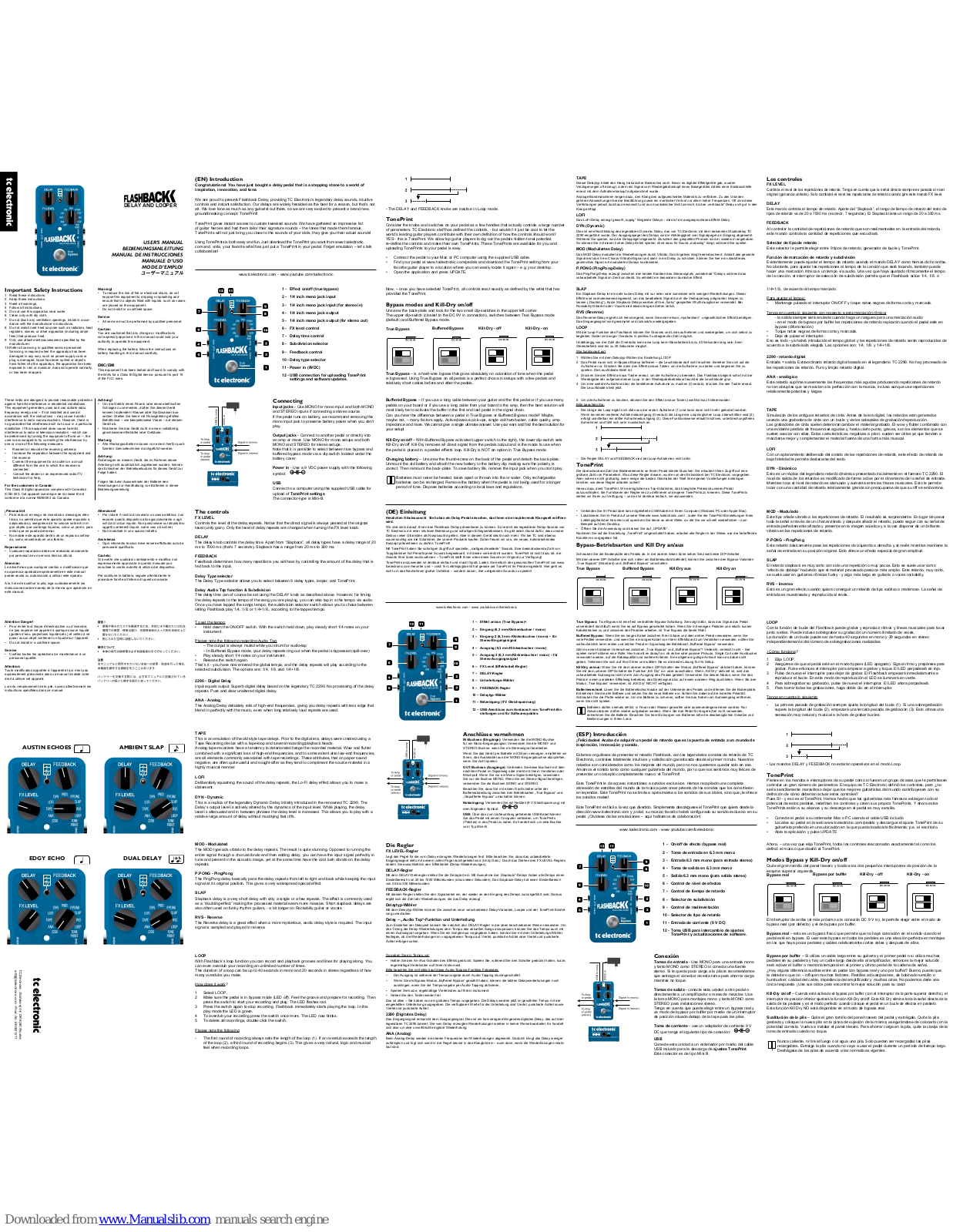 TC Electronic Flashback User Manual