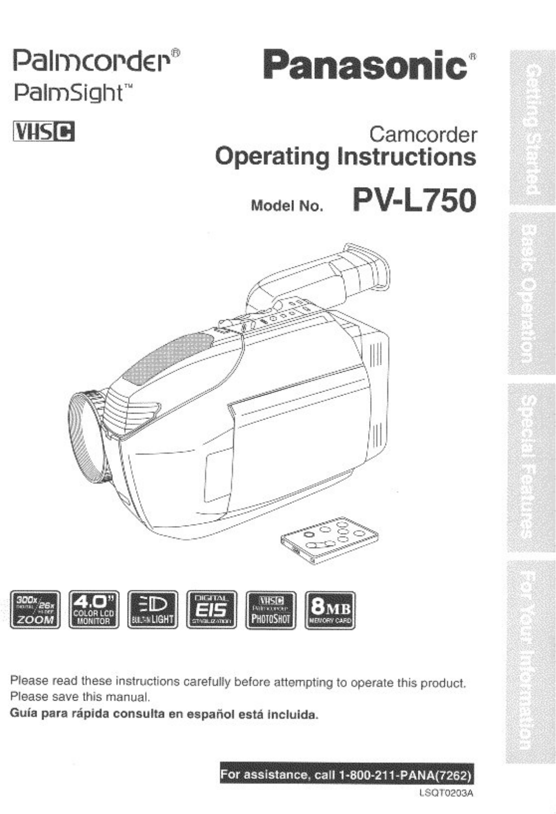 Panasonic PV-L750 Operating Instruction