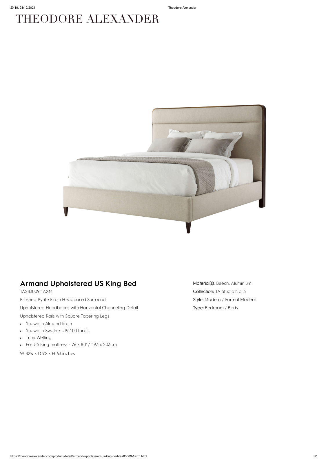 Theodore Alexander FPLJ3293 Specifications - ManualMachine.com