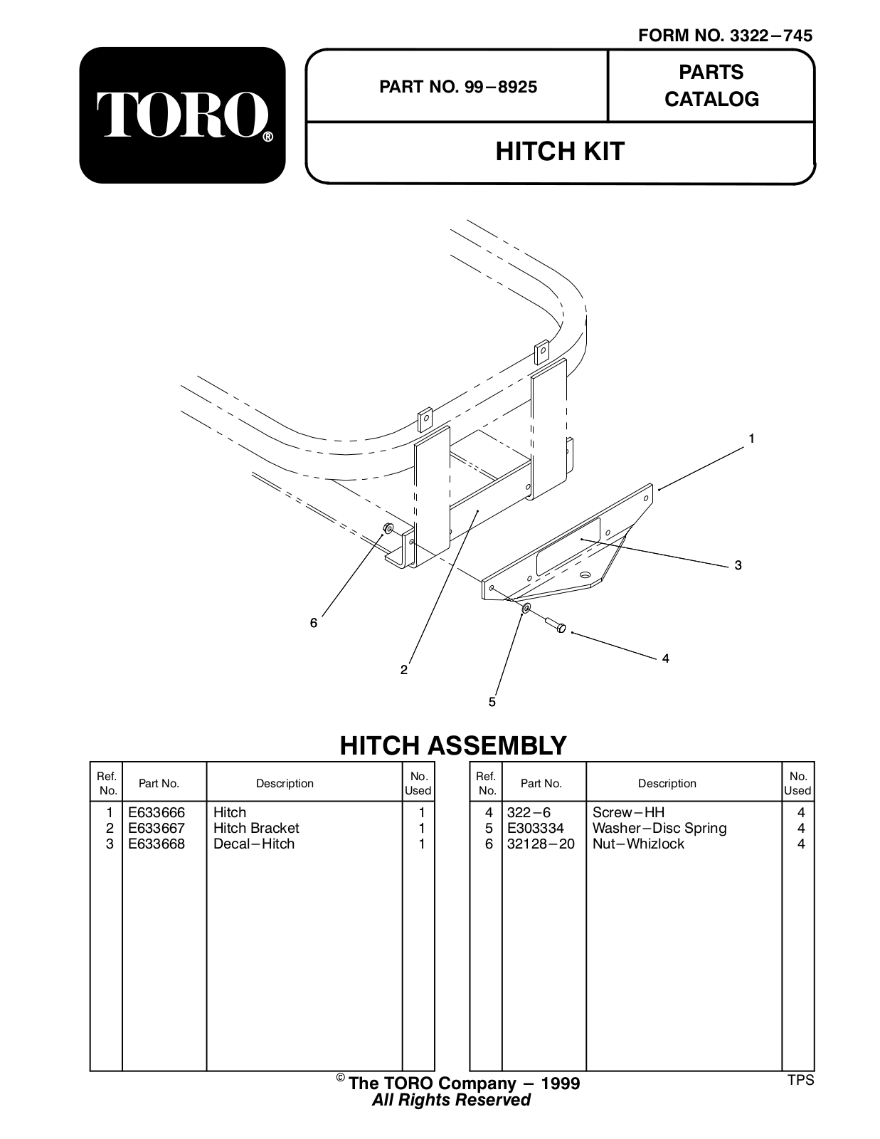 Toro 99-8925 Parts Catalogue