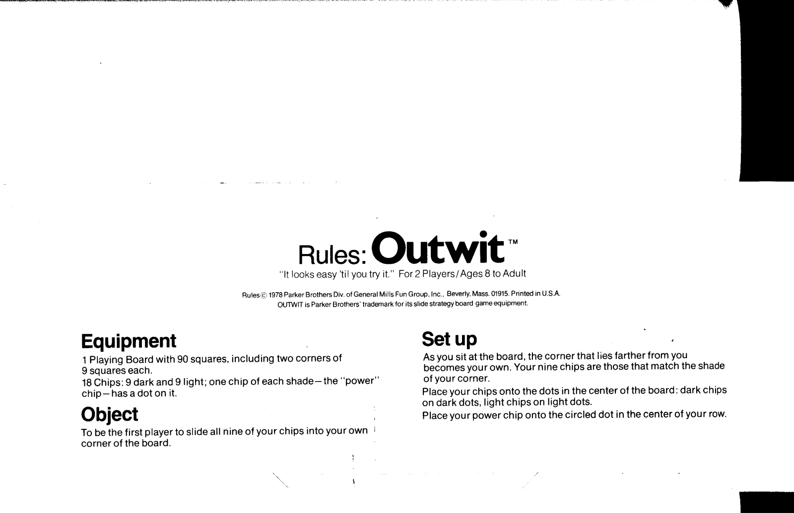 Hasbro OUTWIT User Manual