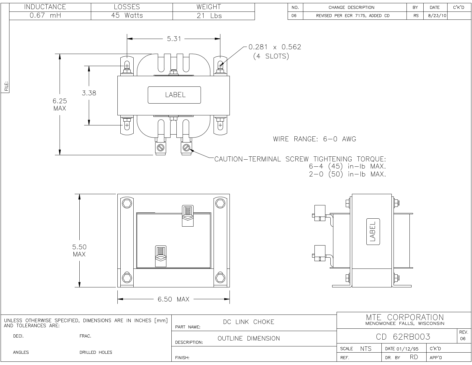 MTE CD 62RB003 CAD Drawings