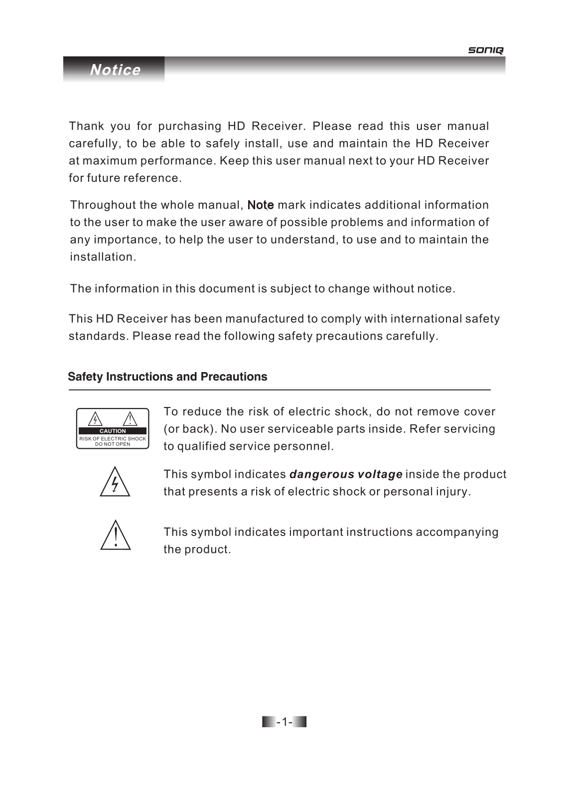 SONIQ QMD500H Instruction Manual