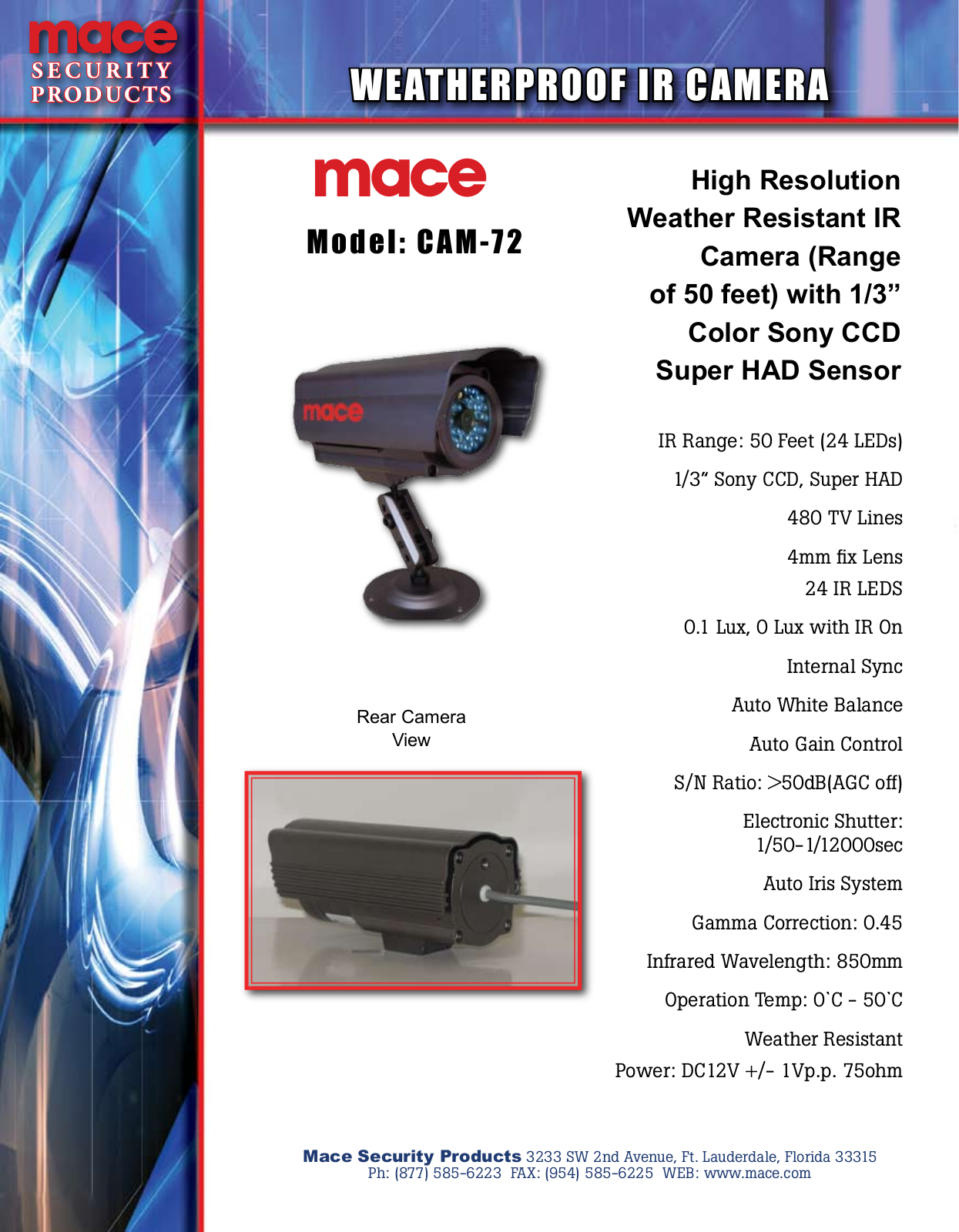 Mace CAM-72 User Manual