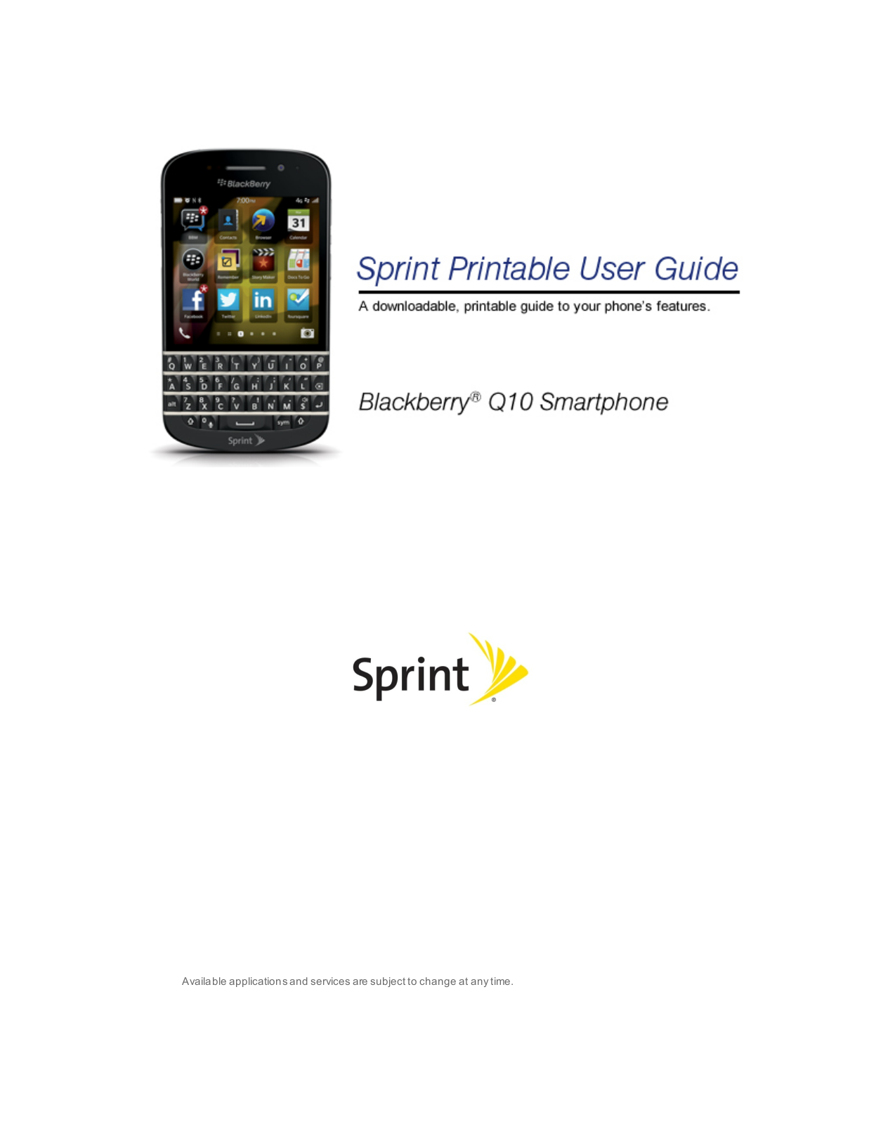 Sprint Blackberry Q10 User Manual