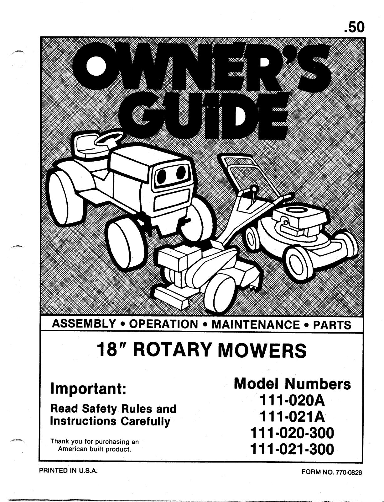 MTD 111-020-300, 111-021A, 111-021-300, 111-020A User Manual