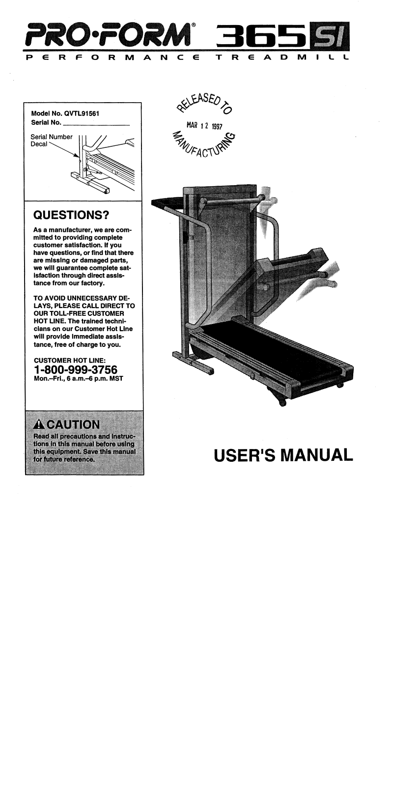 ProForm QVTL91561 User Manual