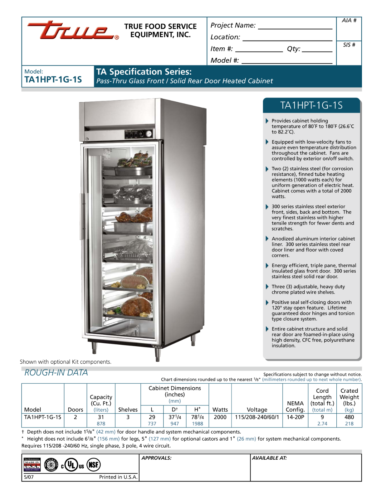 True TA1HPT-1G-1S User Manual