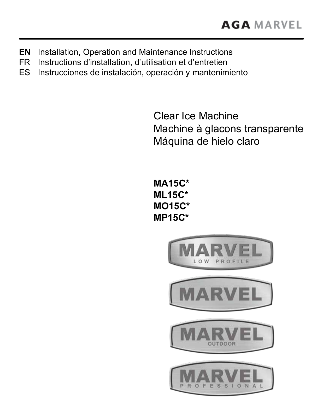 Marvel MP15CPS3RS, MO15CPS2RS, ML15CPS2RS, ML15CPG2RS, MA15CPS2RS User Manual