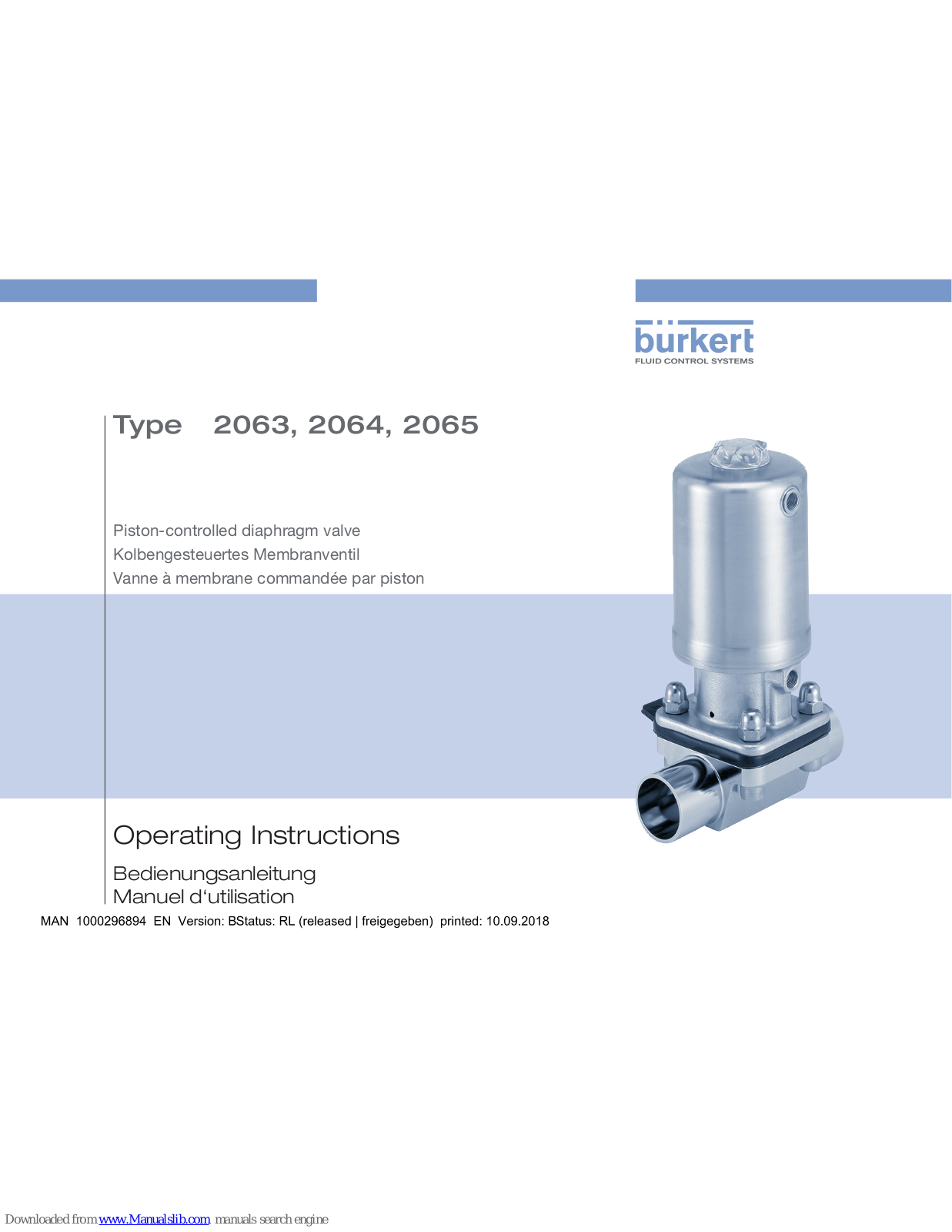 Burkert 2065, 2064, 2063 Operating Instructions Manual