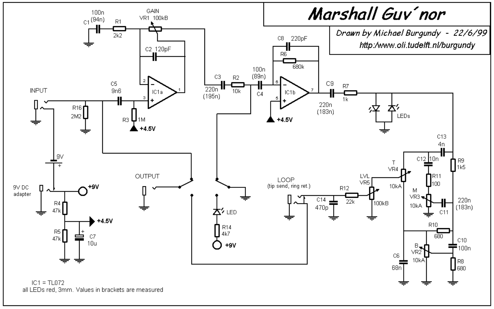 Marshall TL072 schematic