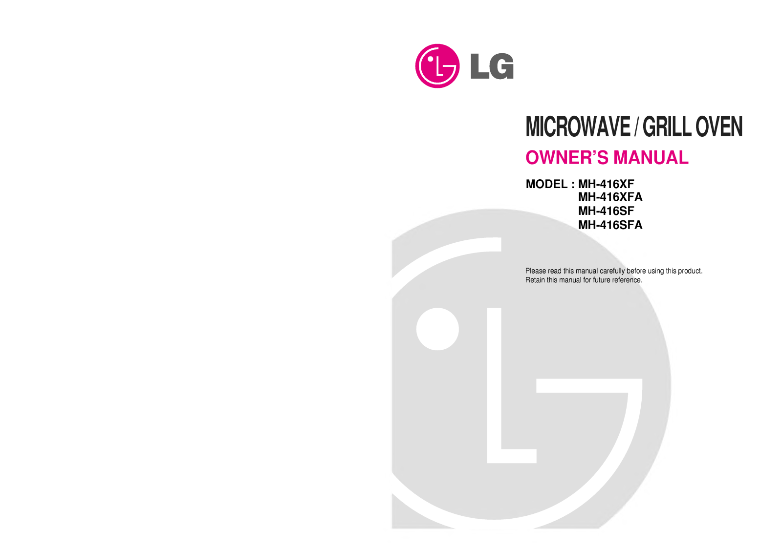 Lg MH-416SF, MH-416XFA, MH-416XF, MH-416SFA User Manual