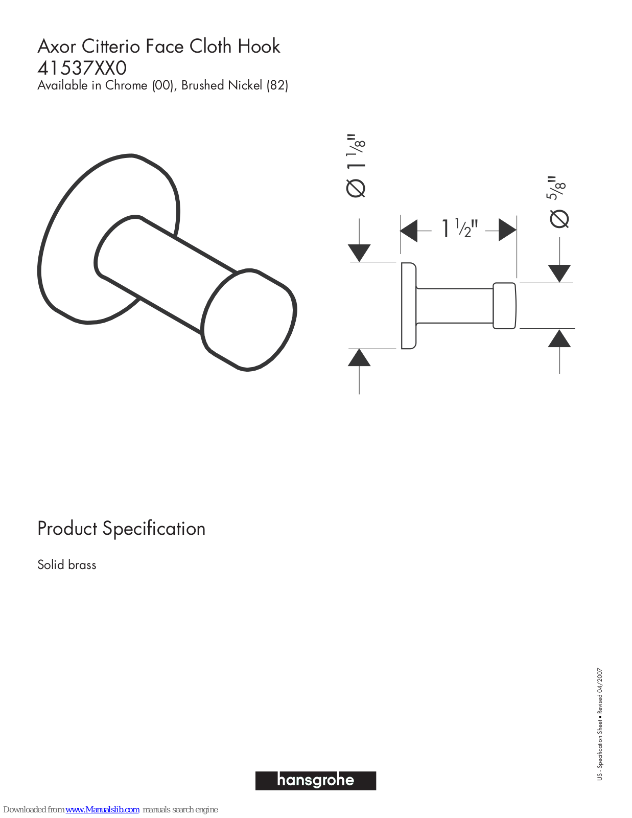 Axor 41537000, 41537820 Specification