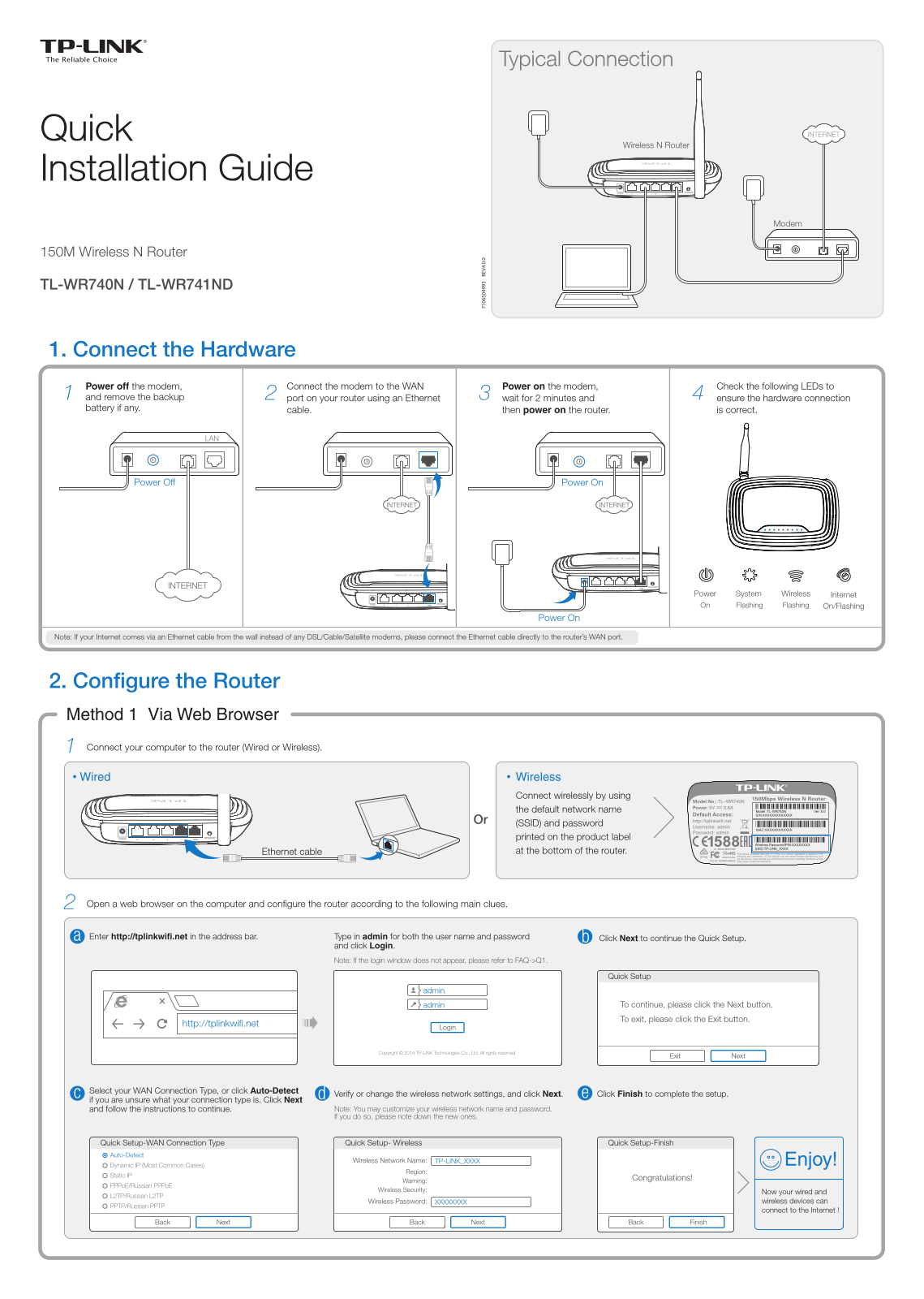 TP-Link TL-WR740N, TL-WR741ND Quick Installation Guide