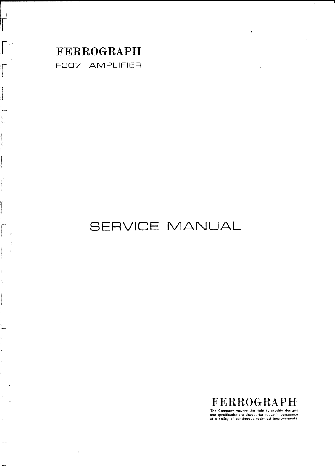 Ferrograph F-307 Service manual - ManualMachine.com