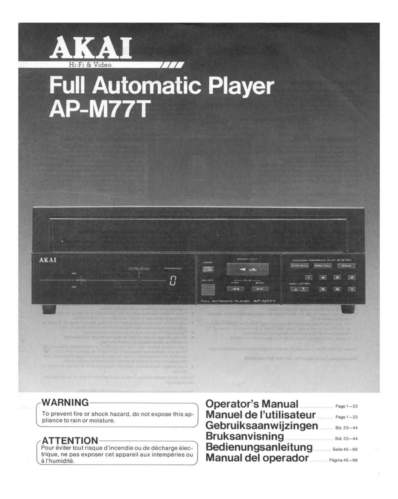 Akai APM-77-T Owners manual