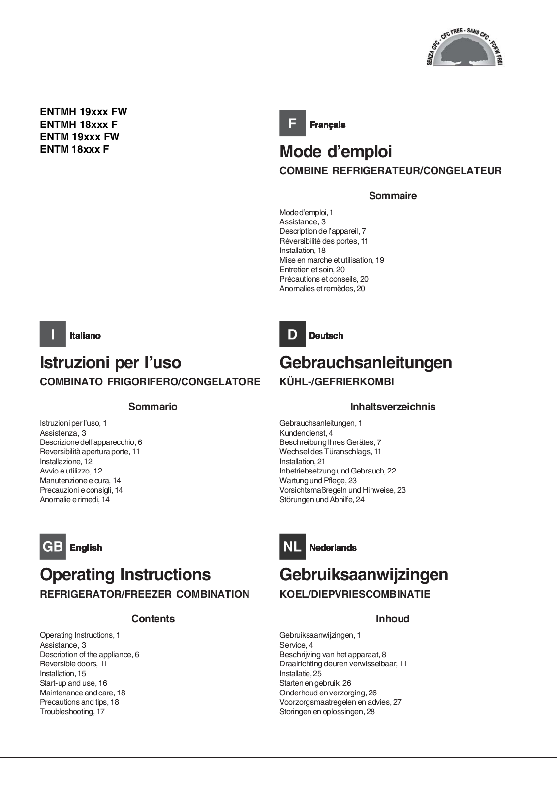 Hotpoint ENTMH 19321 FW, ENTMH 19211 FW, ENTMH 192A1 FW, ENTM 18221 F, ENTMH 19221 FW User Manual