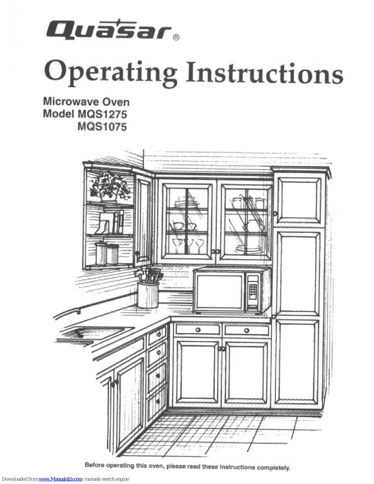 Quasar MQS1075, MQS1275, MQS1075E, MQS1275E Operating Instructions Manual