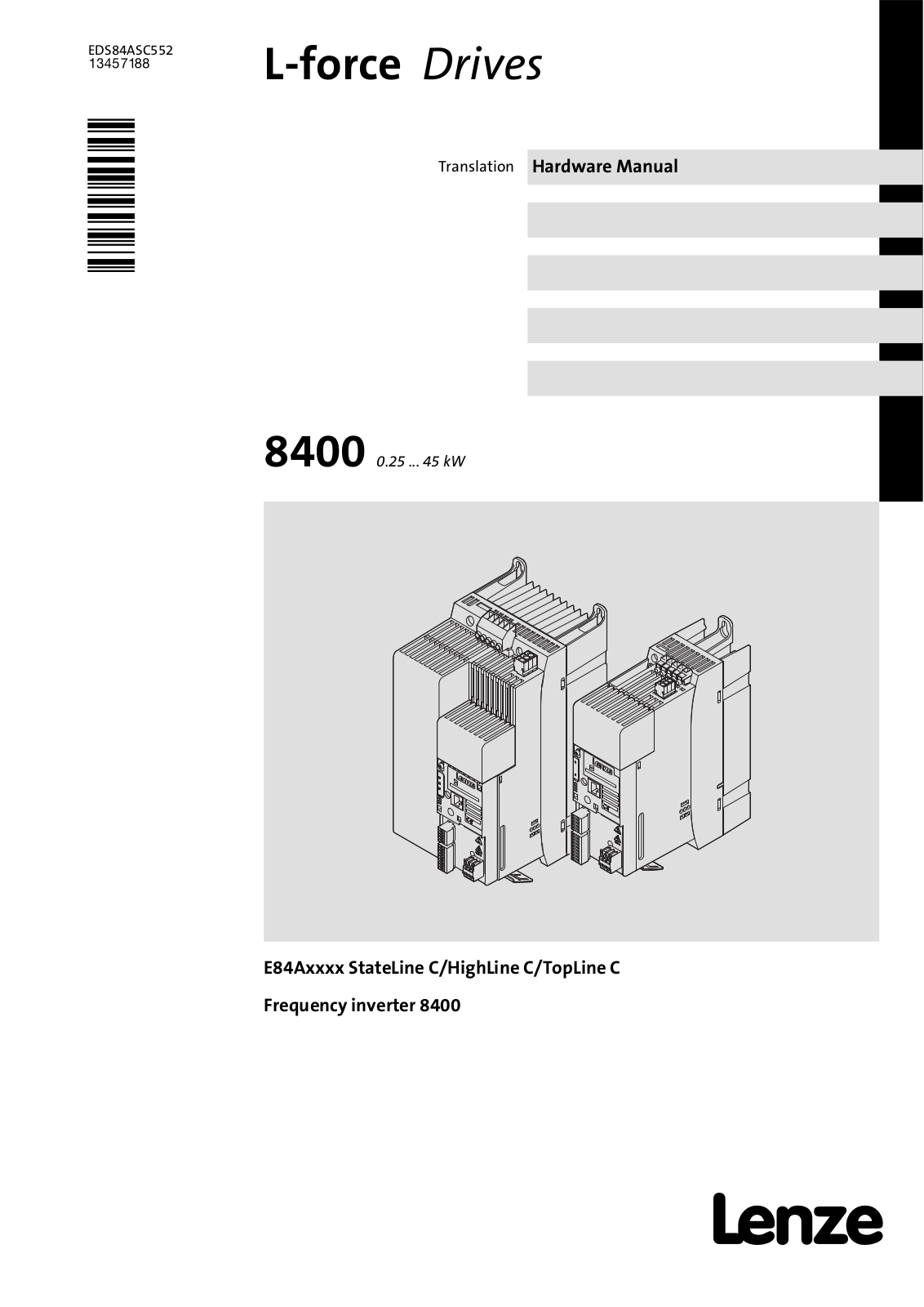 Lenze 8400 User Manual