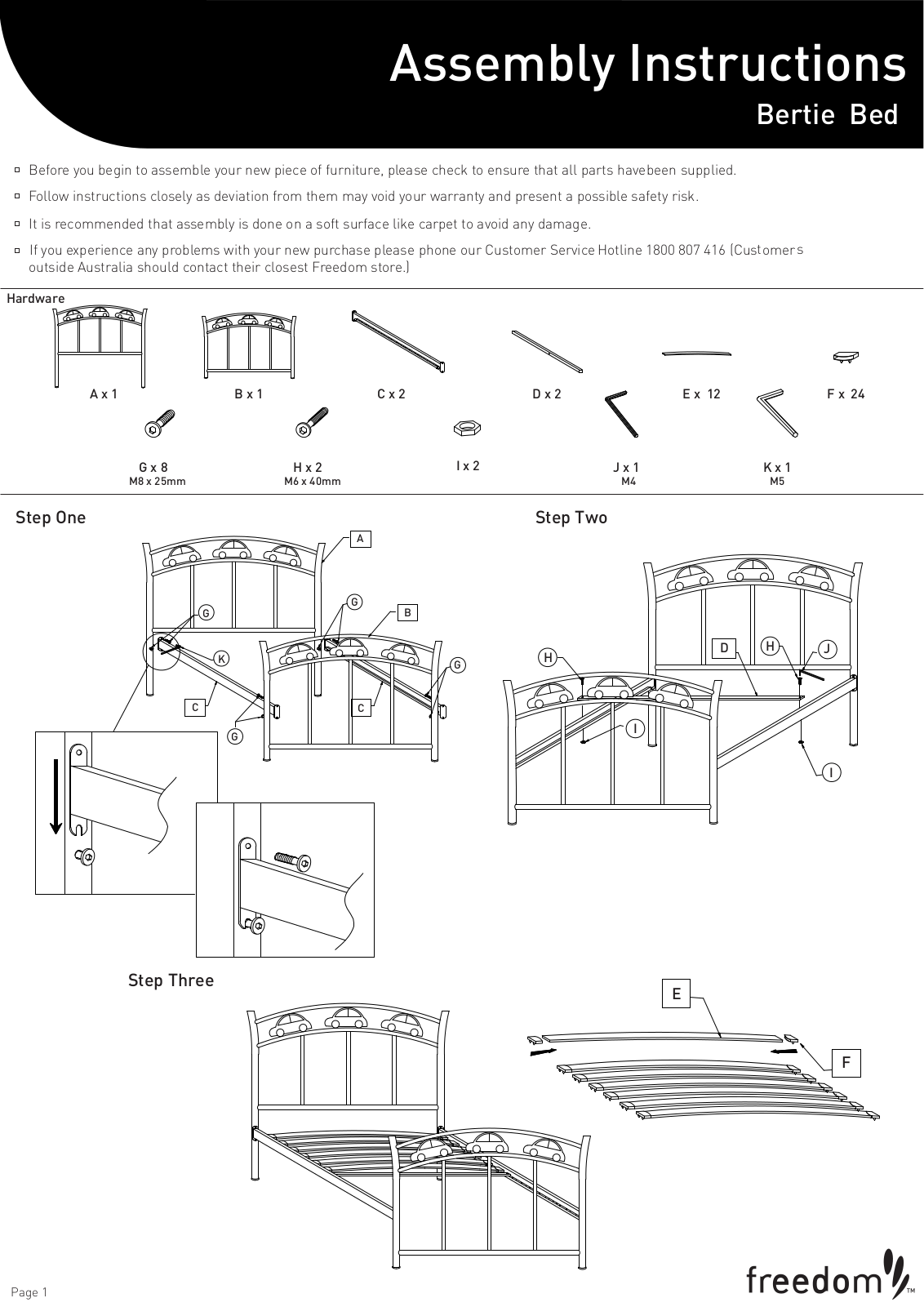 Freedom Bertie Bed Assembly Instruction