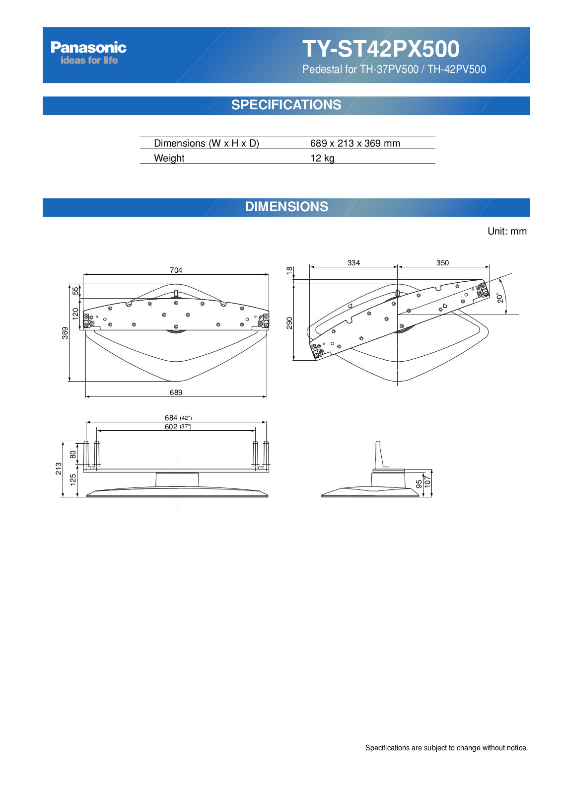 Panasonic TYST42PX500 User Manual