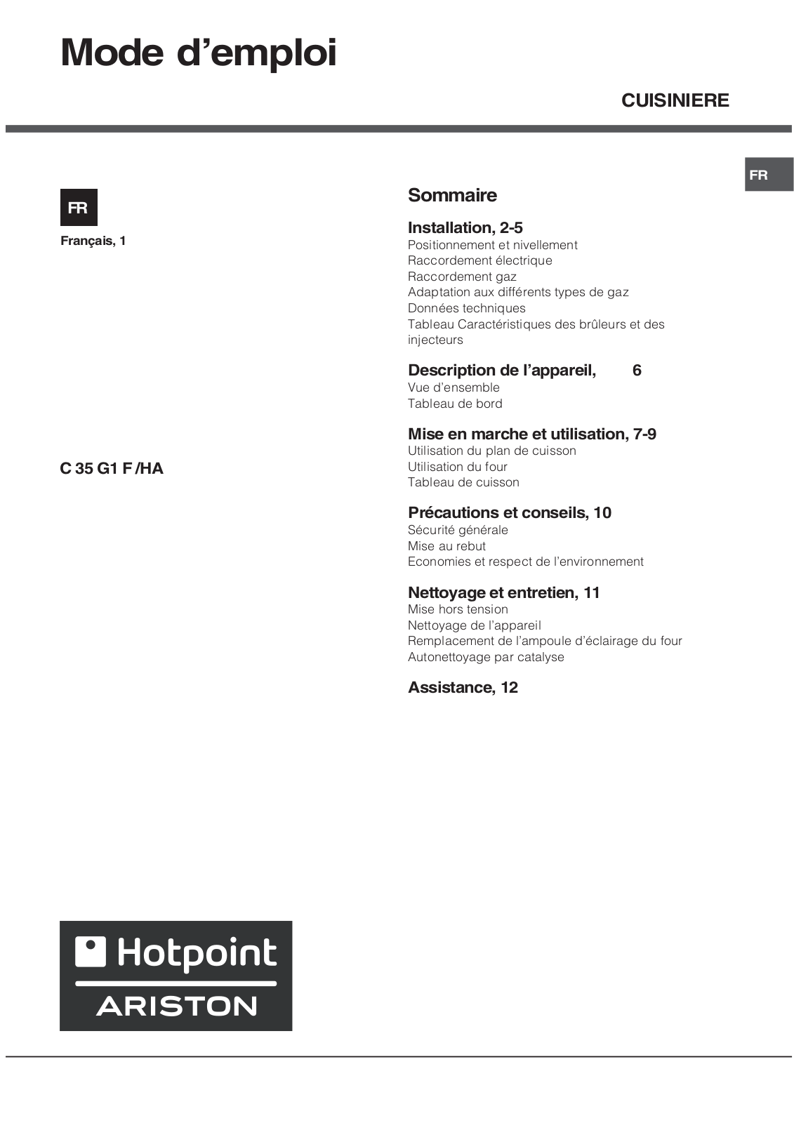 Hotpoint C 35 G1 User Manual