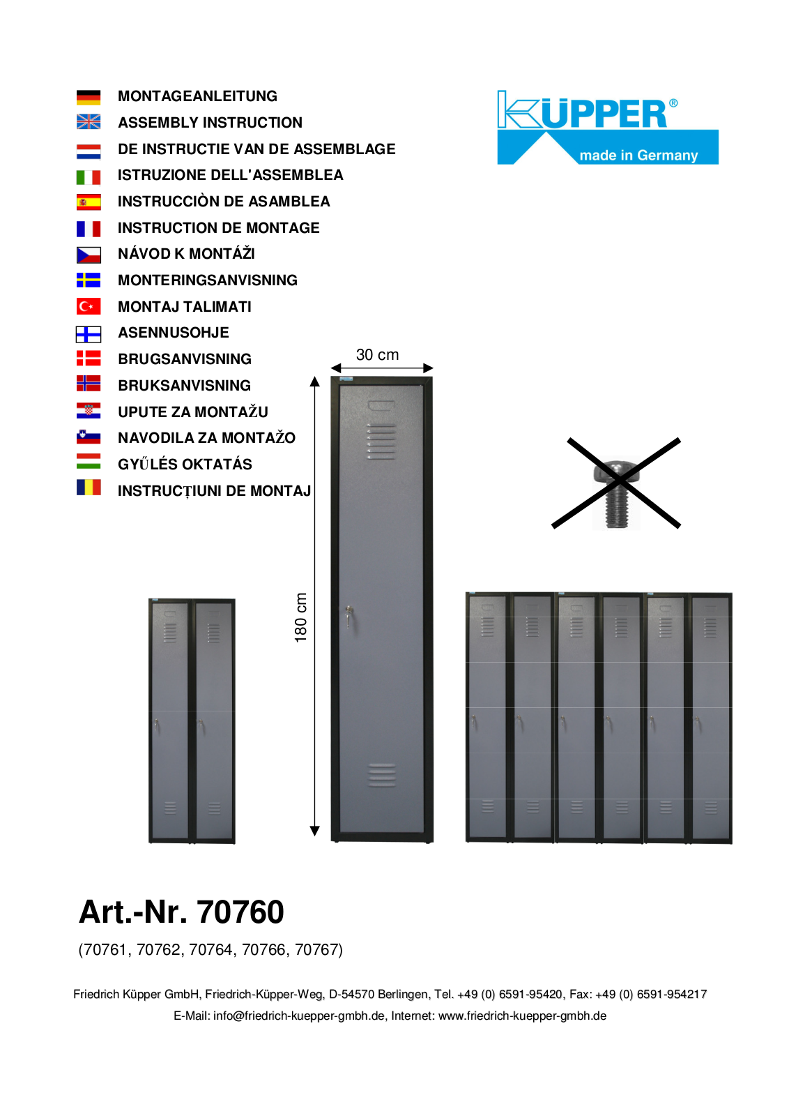 Küpper 70760, 70761, 70762, 70764, 70766 User guide