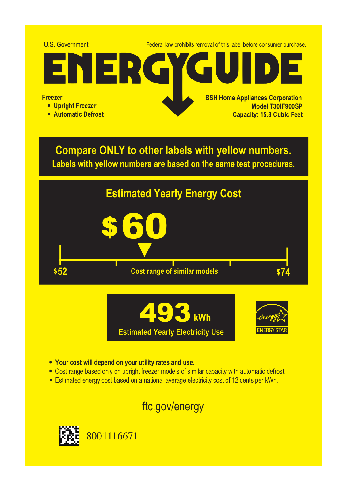 Thermador T30IF900SP Energy Guide