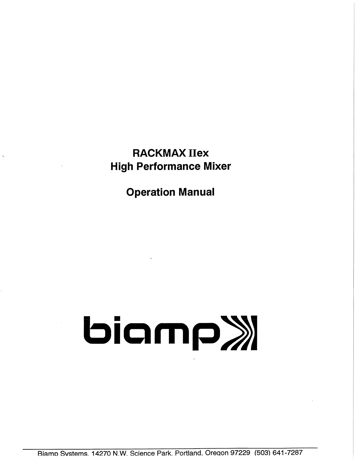 Biamp RACKMAX IIEX User Manual